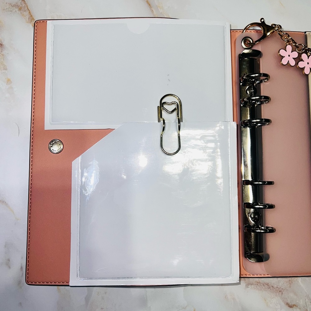 COACH Notebook A6 Binder Adapter Insert & Pockets | Clear/Frost/Silver - Picture 4 of 4
